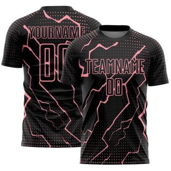 Sublimation Lightning Pink Jersey Medium Sports Uniform Custom Soccer Black