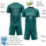 Sublimation Geometric Shape Jersey White Sports Soccer Teal Custom Uniform