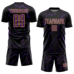 Soccer Purple-Yellow Jersey Uniform Lightning Black Sublimation Custom Sports
