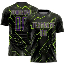 Purple-Neon Jersey Black Custom Uniform Green Sports Soccer Sublimation Lightning