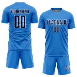 Powder Sports Custom Shape Uniform Soccer Sublimation Geometric Jersey Blue Navy-White