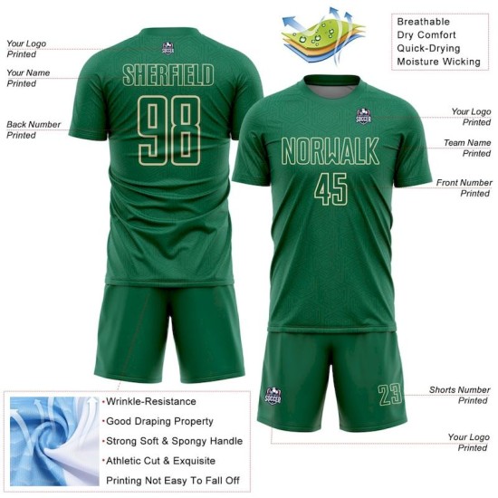 Kelly Sports Shape Jersey Sublimation Custom Uniform Geometric Cream Green Soccer