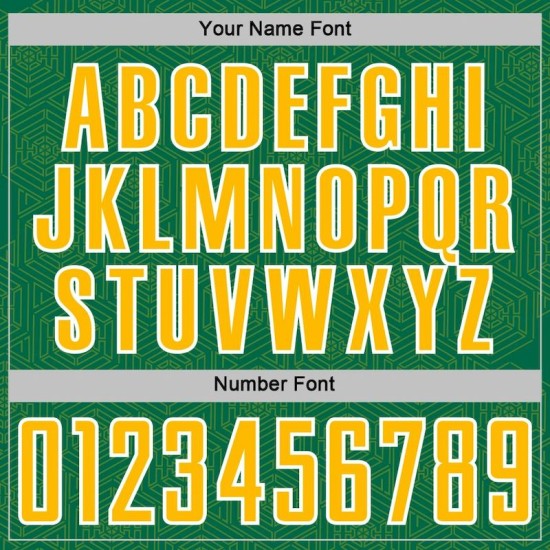 Green Kelly Shape Uniform Jersey Gold-White Custom Sports Soccer Sublimation Geometric