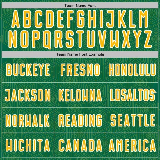 Green Kelly Shape Uniform Jersey Gold-White Custom Sports Soccer Sublimation Geometric