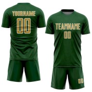 Green Geometric Shape Custom Jersey Sports Sublimation Uniform Gold-White Soccer Old
