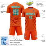 Custom Orange Uniform Sublimation Soccer Jersey Geometric Sports Shape Aqua-White