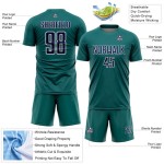 Custom Geometric Teal Jersey Navy-White Soccer Sports Shape Sublimation Uniform