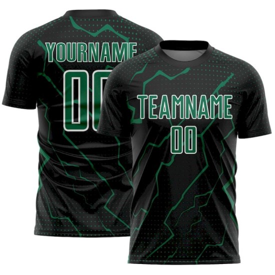Black Jersey Sports Kelly Soccer Sublimation Custom Green-White Uniform Lightning