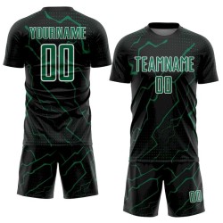 Black Jersey Sports Kelly Soccer Sublimation Custom Green-White Uniform Lightning