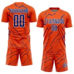 Uniform Royal-White Soccer Lightning Sports Sublimation Orange Custom Jersey
