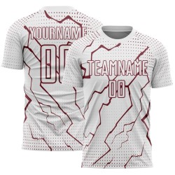 Sublimation Uniform Custom Sports Lightning White Soccer Jersey Burgundy