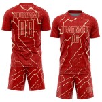 Sublimation Uniform Cream Lightning Custom Jersey Sports Red Soccer