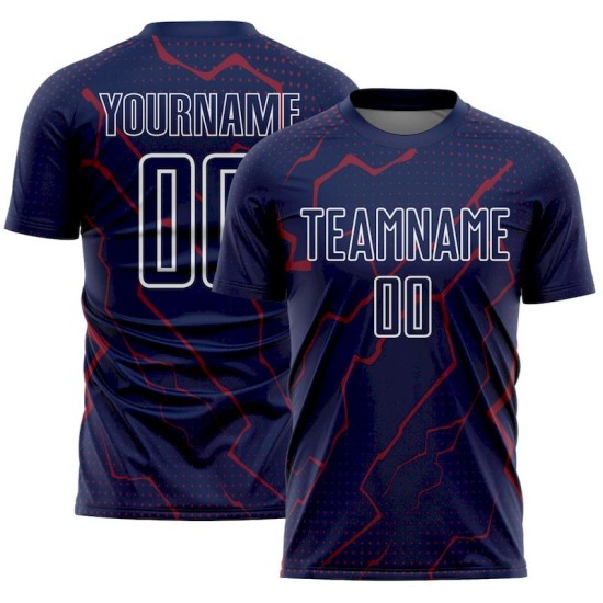 Sports Crimson-White Lightning Navy Uniform Sublimation Soccer Custom Jersey