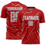 Lightning Soccer Sports Jersey Sublimation Gray-White Custom Red Uniform