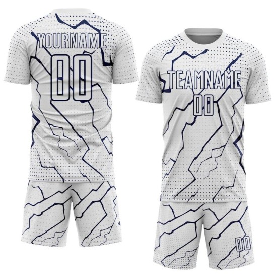 Jersey Custom Sports Sublimation Soccer White Lightning Navy Uniform