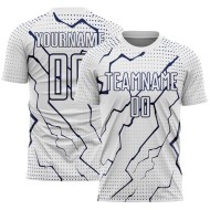 Jersey Custom Sports Sublimation Soccer White Lightning Navy Uniform