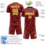 Gold-White Custom Sports Soccer Uniform Crimson Jersey Sublimation Lightning