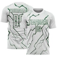 Custom Sublimation Soccer Jersey Lightning Sports Green White Uniform