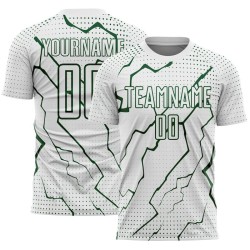 Custom Sublimation Soccer Jersey Lightning Sports Green White Uniform