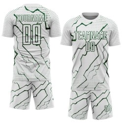 Custom Sublimation Soccer Jersey Lightning Sports Green White Uniform