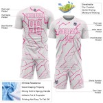 Custom Soccer White Uniform Jersey Sublimation Pink Lightning Sports