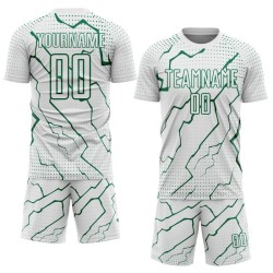 Custom Lightning Green Sublimation Uniform Jersey Kelly Soccer Sports White