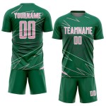 Uniform Sports Soccer Kelly Lines Sublimation Jersey Light Green Custom Pink-White