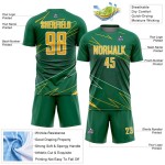 Soccer Sports Green Lines Custom Uniform Kelly Gold-White Sublimation Jersey