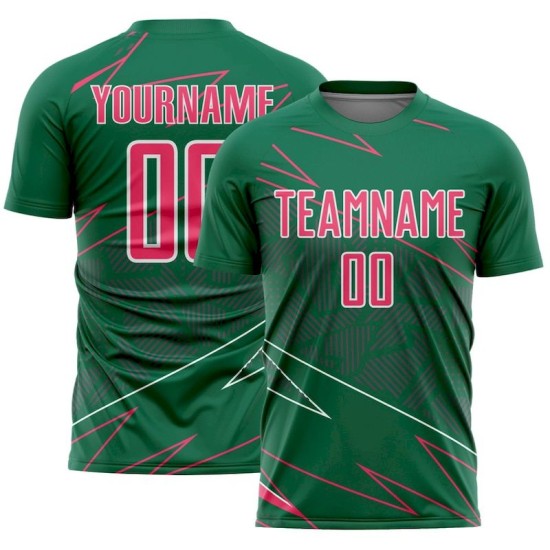 Soccer Pink-White Custom Sports Jersey Neon Green Kelly Uniform Sublimation Lines