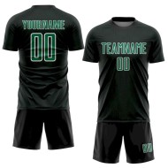 Kelly Black Jersey Sports Uniform Custom Sublimation Geometric Soccer Green-White Shape