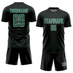 Kelly Black Jersey Sports Uniform Custom Sublimation Geometric Soccer Green-White Shape