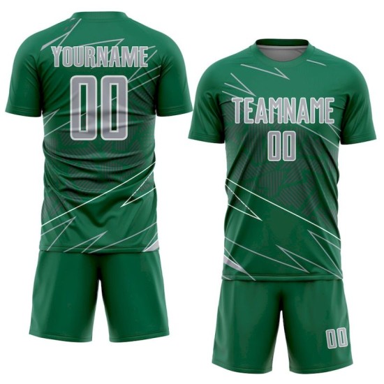 Custom Uniform Jersey Sports Sublimation Soccer Kelly Lines Gray-White Green