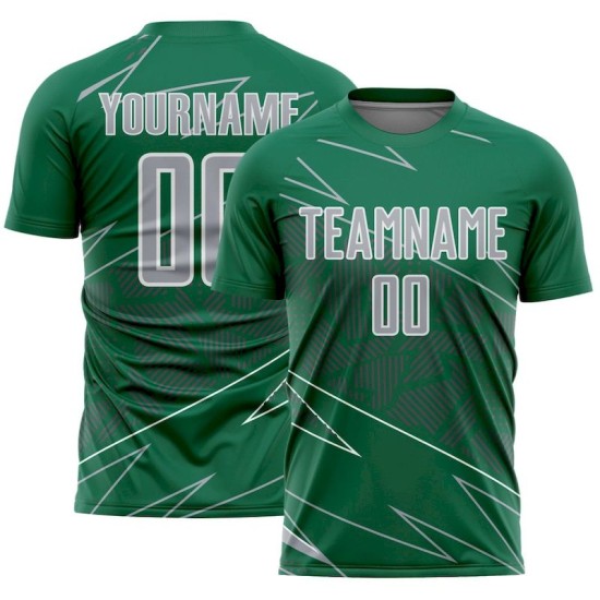 Custom Uniform Jersey Sports Sublimation Soccer Kelly Lines Gray-White Green