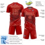 Cream Jersey Soccer Sports Red Sublimation Uniform Lines Custom