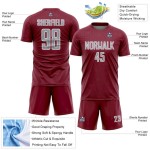 Sublimation Jersey Sports Geometric Crimson Gray-White Soccer Uniform Shape Custom