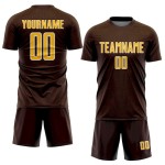 Sublimation Jersey Brown Shape Sports Geometric Uniform Gold-White Soccer Custom