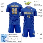 Sports Thunder Soccer Sublimation Shape Blue Geometric Jersey Uniform Gold-White Old Custom