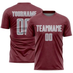 Sports Geometric Sublimation Gray-White Uniform Jersey Shape Custom Burgundy Soccer