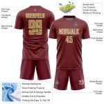 Soccer Sublimation Shape Burgundy Uniform Old Gold-White Custom Jersey Sports Geometric