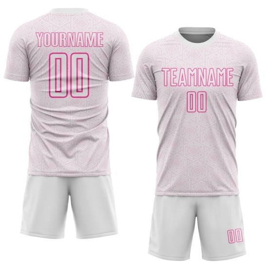 Jersey Soccer Uniform Custom White Shape Geometric Sublimation Sports Pink
