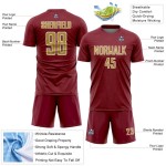 Jersey Custom Uniform Crimson Gold-White Soccer Sublimation Old Sports Geometric Shape