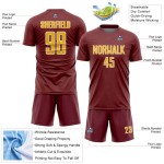 Jersey Custom Burgundy Shape Geometric Uniform Gold-White Sublimation Soccer Sports