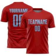 Geometric Light Shape Soccer Sublimation Custom Uniform Sports Red Blue-Steel Gray Jersey
