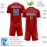 Geometric Light Shape Soccer Sublimation Custom Uniform Sports Red Blue-Steel Gray Jersey