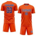 Custom Shape Uniform Sports Geometric Soccer Jersey Sublimation Orange Royal-White
