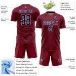Custom Crimson Uniform Navy-White Sports Shape Geometric Sublimation Soccer Jersey