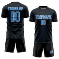 Blue-White Sublimation Powder Soccer Custom Sports Black Shape Geometric Uniform Jersey