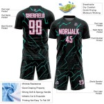 White Jersey Lightning Aqua-Pink Black Sports Custom Uniform Soccer Sublimation