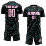 White Jersey Lightning Aqua-Pink Black Sports Custom Uniform Soccer Sublimation